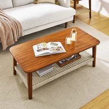 Farmhouse Coffee Table Center Cocktail Table w/ Storage for Living Room US