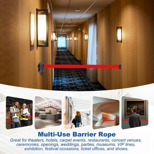 4 Pcs 9.84 ft Fixed Wall Mount Retractable Belt Barrier Black Yellow Stripe - Picture 7 of 7