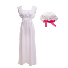 GRACEART Victorian Maid Pinafore Apron Bonnet Colonial Prairie Peasant One Size