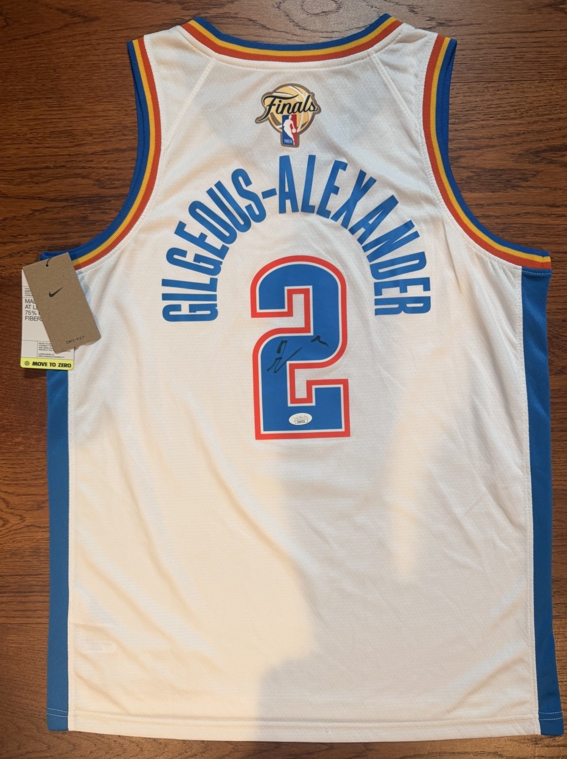 Shai Gilgeous Alexander Autographed Signed Oklahoma City Thunder 2025 NBA Finals Jersey OKC Thunder Auto JSA COA 