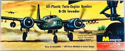 Vintage 1955 1:67 Monogram B-26 Invader Model Kit Twin-Engine Bomber #PA6-98