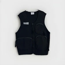 Subtype Curated Utility Vest Men’s Large Black Zip Front Rib Knit Multi Pocket