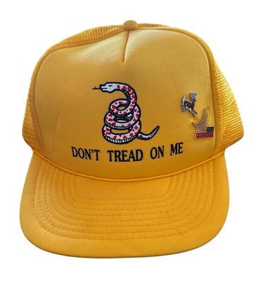 Vintage Don't Tread On Me Rattle Snake Trucker Hat Snapback Cap NRA Yellow OSFA