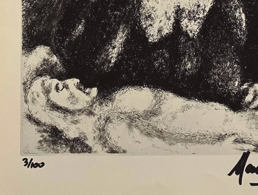 Impresión original firmada a mano por Marc Chagall con certificado de autenticidad y +$3.500 USD de valoración Foto 3 de 4
