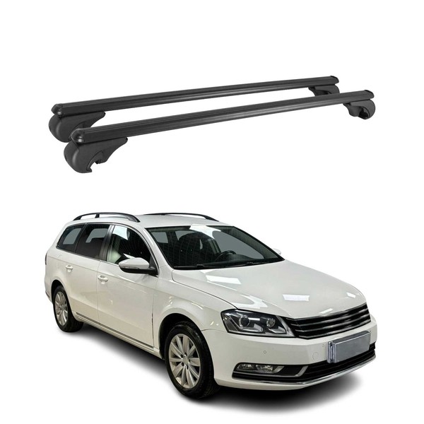 DachträGer FüR VW Passat B7 Alltrack 2012-2015 GepäCkträGer Aluminium Schwarz 2X-image