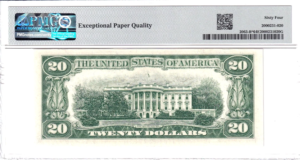 1950-D $20 FRN New York *STAR* PMG Choice Unc 64EPQ Rare Pop 2/9 #B11698442* - Image 2 of 2