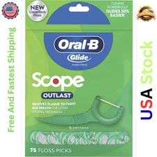 Oral-B Glide Dental Floss Picks 75ct – Mint Flavor, Easy Glide & Deep Clean