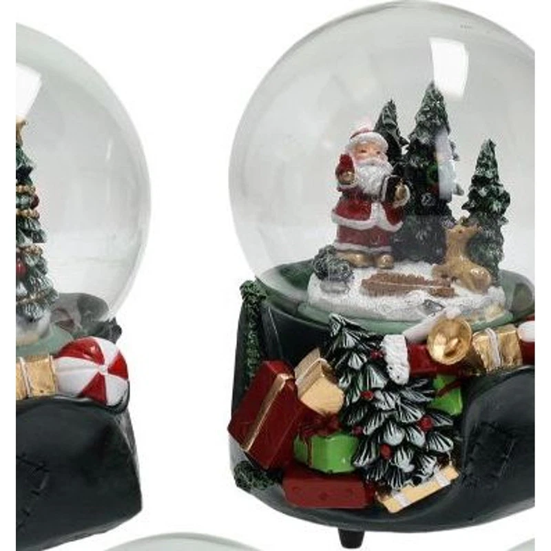 Palla di Neve Carillon Natale BRANDANI Babbo Natale Resina Vetro Decorazione, fotografia 7 di 9