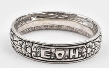 Estate 1943 Walking Liberty coin Silver US HALF DOLLAR ring band size 11.25