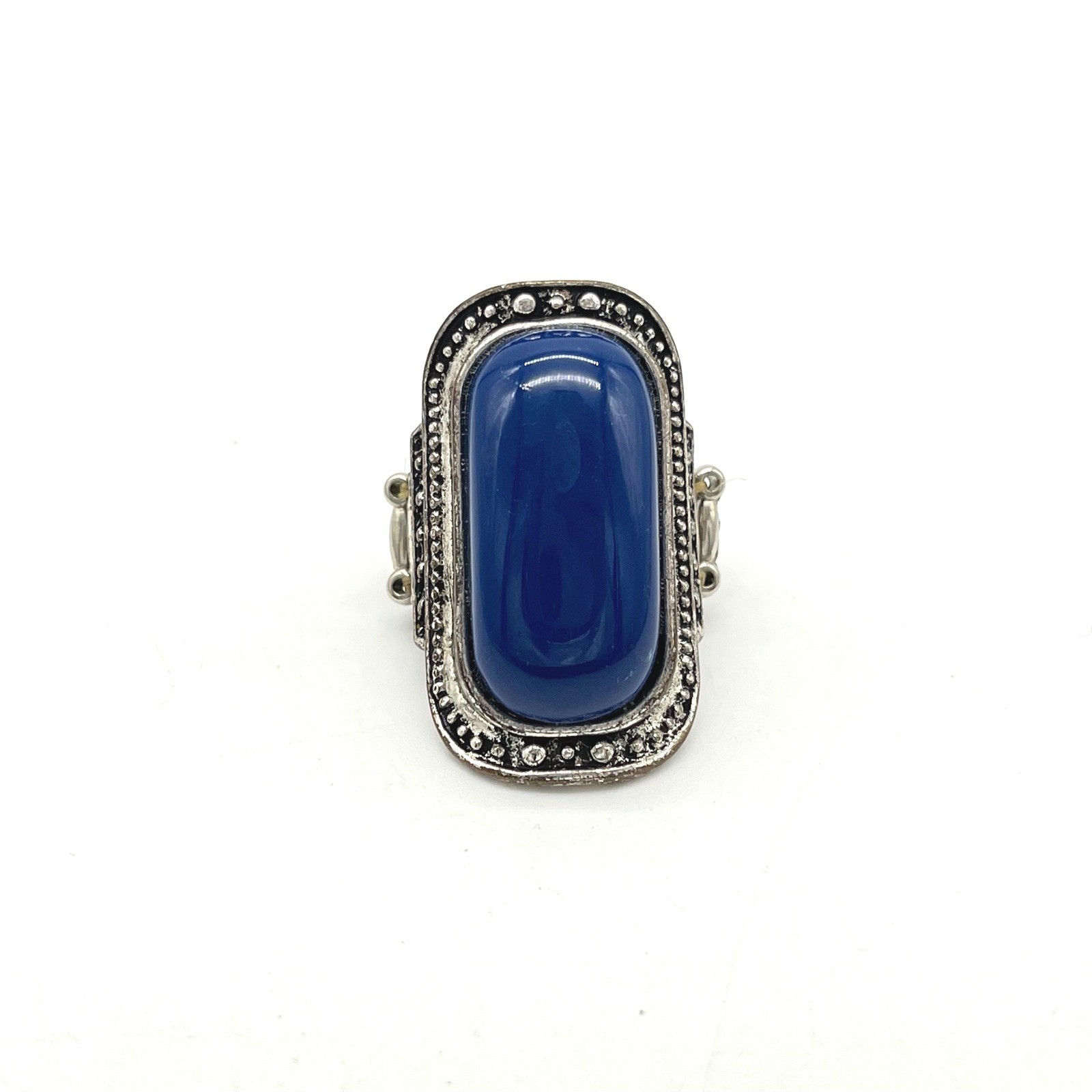 Blue Stone Statement Ring Silver Tone Costume Jew… - image 1