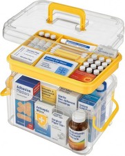 15QT Clear Medicine Organizer Box W/ Handle Plastic Medicine Container W/ Tray