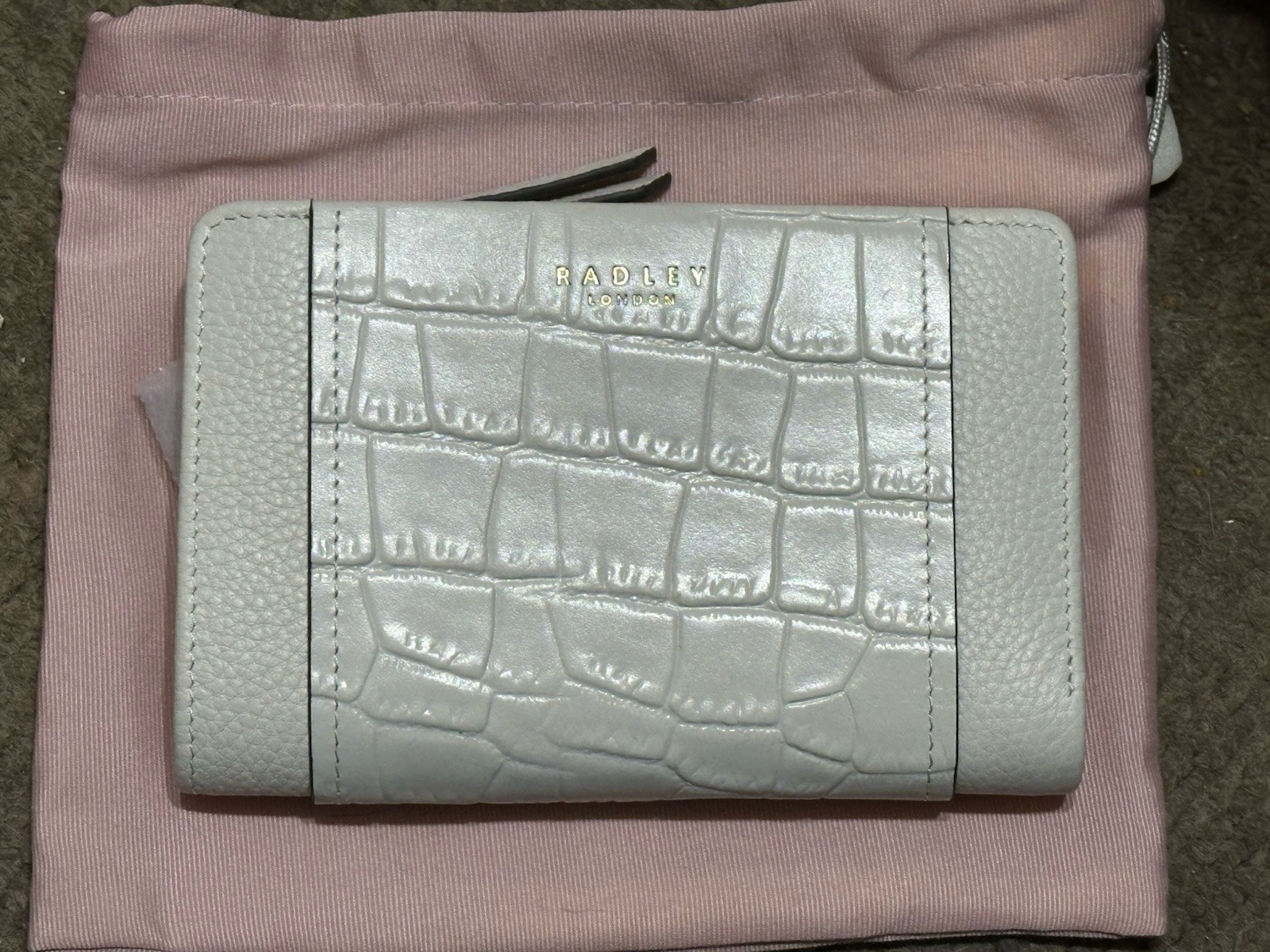 Bnwt Radley Purse Ivory Cream Bifold Medium Faux Croc Leather