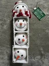 KURT ADLER 6” SNOWMAN STACKED HEAD BLOCK CHRISTMAS ORNAMENT H9602