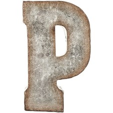 Galvanized Rustic Metal Letter P 7" 3D Wall Decor Hanging Alphabet Sign
