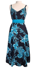 Joe Browns Blue & Black Floral Dress Women's Size 10 UK Party Casual Lined