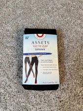 Spanx Assets Red Hot Label Body Size 3 Black Textured Three Stripe Mesh Tights