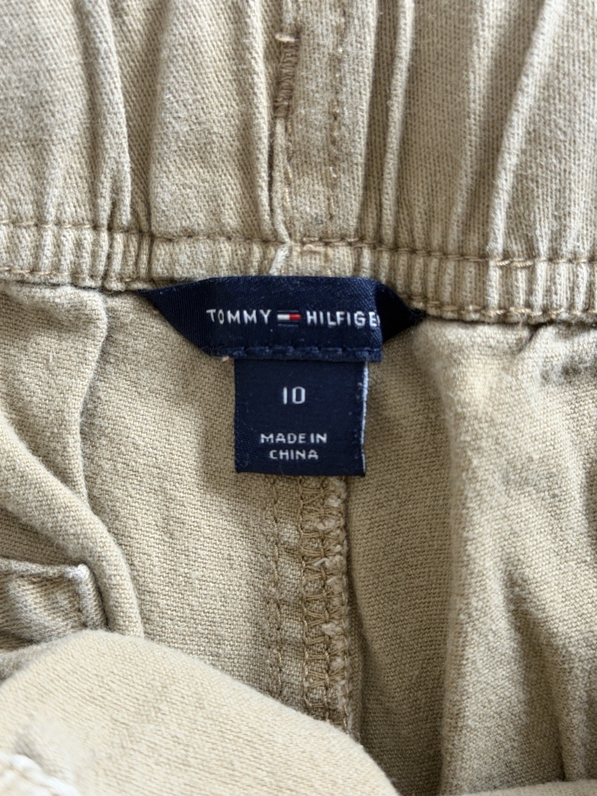 Tommy Hilfiger Boys Beige Jogger Pants 97% Cotton Elastic Waist Pockets Size 10 thumbnail 4