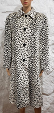 Vintage 60's 70's Fleurette Snow Leopard Chetah Faux Fur Coat Pleated BacK