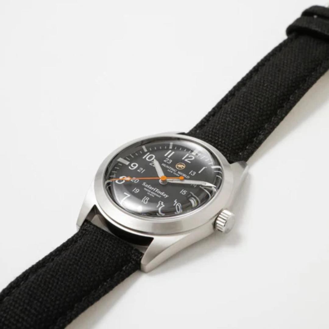 Hunting World HW555BK Safari Faux Leather Watch New Made in France image 2