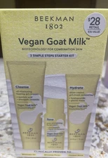 Beekman 1802 Vegan Goat Milk 3-Step Starter Kit ~ Cleanse, Tone & Hydrate ~ NIB