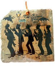 Folk Art New Orleans Signed Jazz Slate ART  Vivian / Pierre Louis Laiche 1995