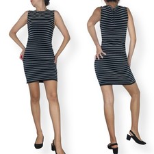 Alice + Olivia Black White Stripe Bodycon Stretch Mini Dress Size S