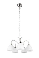 HäNgelampe Esstisch Nickel Metall Glas Blendarm E27 Pendelleuchte 5-Flammig