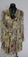 Zimmerman Women's Dancer Lantern Sleeve Mini Silk Dress LB3 Multi Floral Size 1