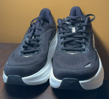 HOKA mens Bondi 9 x-wide cushioned walking shoes color black/white size 9.5 4E