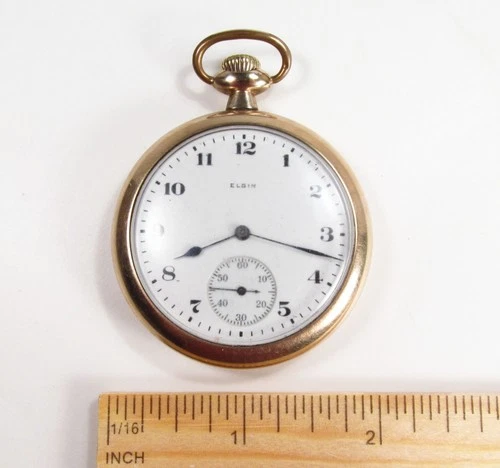 Antique 1920 Elgin USA 15J 16s Grade 313 Gold Filled Case Pocket Watch Works