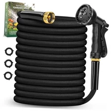 Garden Hose Non-Expanding, Lightweight Hose With 8 Function Nozzle, Leak 100FT