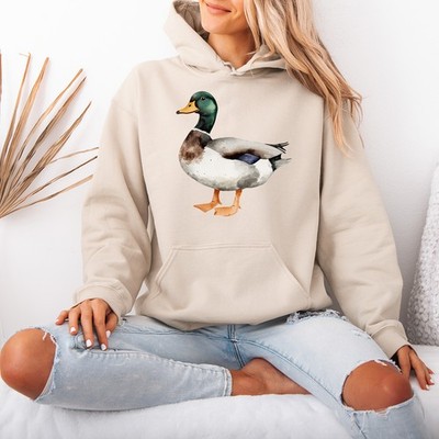 Aquarell Stockente Illustration Damen Hoodie Stockente Ente Geschenk für Sie