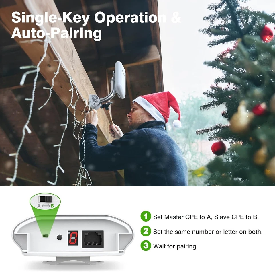 5.8GHz WiFi Bridge Long Range Outdoor Point-to-Point Wireless Bridge Plug & Play - Image 3 of 4