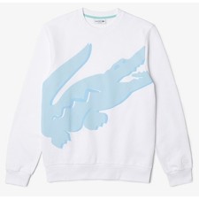 Lacoste Men's Long Sleeve Large Summer Croc Crew Neck Sweatshirt White XL