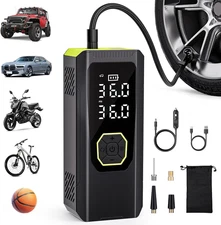 Portable Tire Inflator, 144PSI Air Compressor with Pressure Gauge for Vehicles