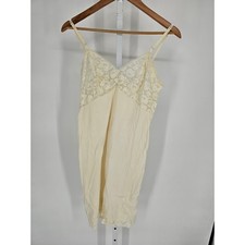 Vintage 1960s Pennys Womens Sz M 100 Nylon Nightgown Cream w/ Lace Details