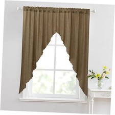 Soft Burlap Look Swag Curtains Rustic Natural Rod 36"W x 63"L Pack of 2 Tan