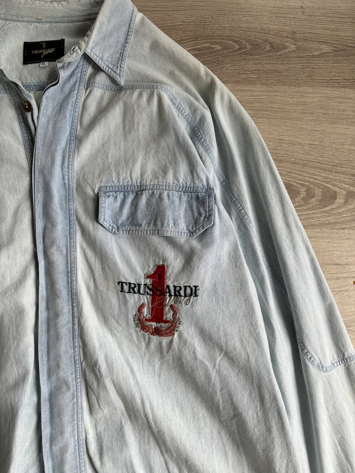 Camisa vaquera Trussardi vintage años 90 para hombre talla XL Foto 4 de 4