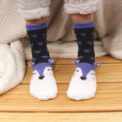 Women's Super Soft Cute Fuzzy Cozy Warm Animal Face Indoor Outdoor Cabin Crew - Picture 93 of 97