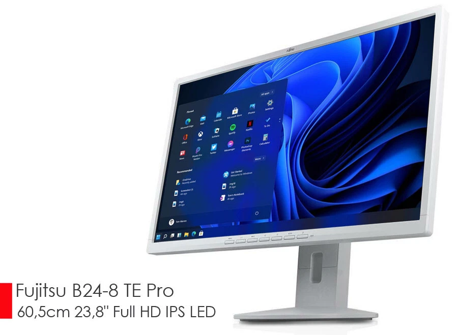 60,5cm 23,8" FHD IPS LED FUJITSU B24-8 MONITOR WIDE SCREEN + PIVOT FUNKTION V604 - Bild 3 von 4