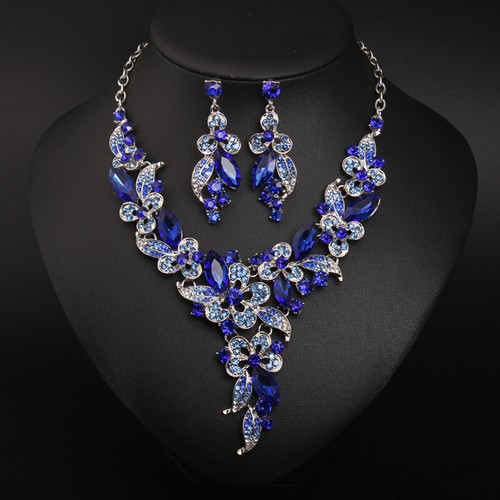 Fashion Flower Women Statement Necklace Earring Crystal Jewelry Set Bridal Gifts - 第 235/661 張圖片