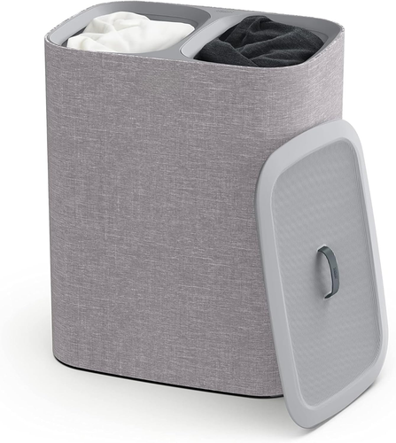 90-Litre Laundry Washing Separation Basket with Handles and Lid - Grey - Picture 7 of 12