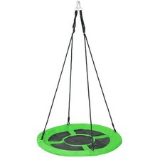 40" Spider Saucer Swing Set 360 Rotation Height Adjustable Metal Frame, Green