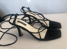 Nine West Womens Yarin Strappy Square Toe Dress Sandals Black Suede Size 7