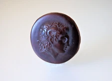 ALEXANDER the GREAT brown Venetian glass Cameo*round*20mm*loose cameo gem