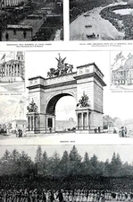 Brooklyn Celebration 1892 GRAND ARMY MEMORIAL ARCH COURT STREET Matted Print