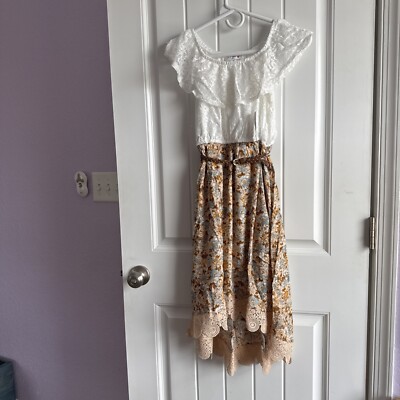 NEW NWT Knitworks Girls Size 10 Beautiful Lace Floral Hi Low Dress