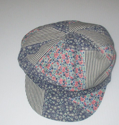 Paper Boy Cap Quilt Style Pattern Small for Child or a Woman 100% Cotton