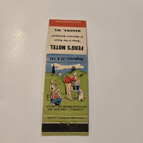 Ferg's Motel Manawa Wisconsin Girlie Hillbilly Matchbook Cover