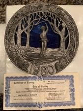 Michael Ricker 1980 "New England Christmas" Pewter Wall Hanging 3989/5000 w/COA